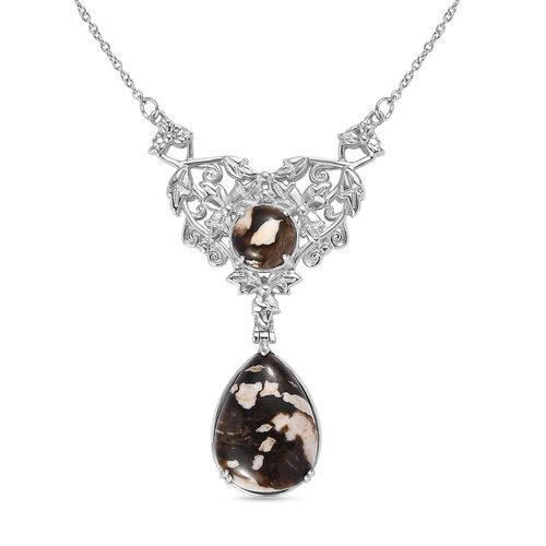 Der Schimmer der Natur - Erdnuss Holz Jaspis Halskette ca. 45 cm Edelstahl ca. 16,88 ct. image number 0