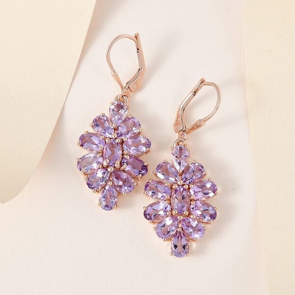 Rose de France Amethyst Ohrringe, 925 Silber ros&eacute;vergoldet ca. 9.27 ct image number 2