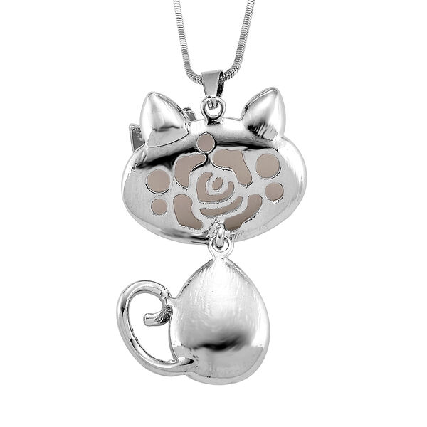 Erstellt wei&szlig;es Katzenaugen, Blau Kristall Anh&auml;nger mit Kette ca. 63.5 cm + 5 cm Extender image number 4