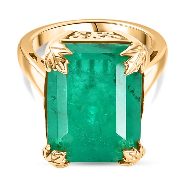 D'Joy Smaragd-Quarz Triplette Ring 925 Silber 750 Gelbgold Vermeil (Größe 20.00) ca. 18,56 ct image number 0