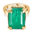 D'Joy Smaragd-Quarz Triplette Ring 925 Silber 750 Gelbgold Vermeil (Größe 20.00) ca. 18,56 ct