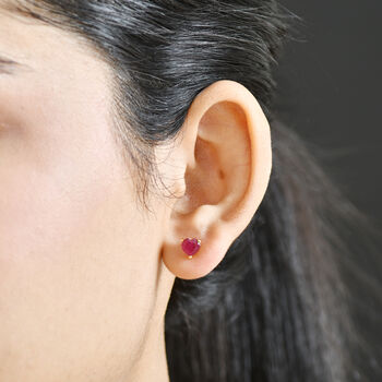 D'Joy afrikanische Rubin Ohrringe, 925 Silber Goldton - 2,44 ct.