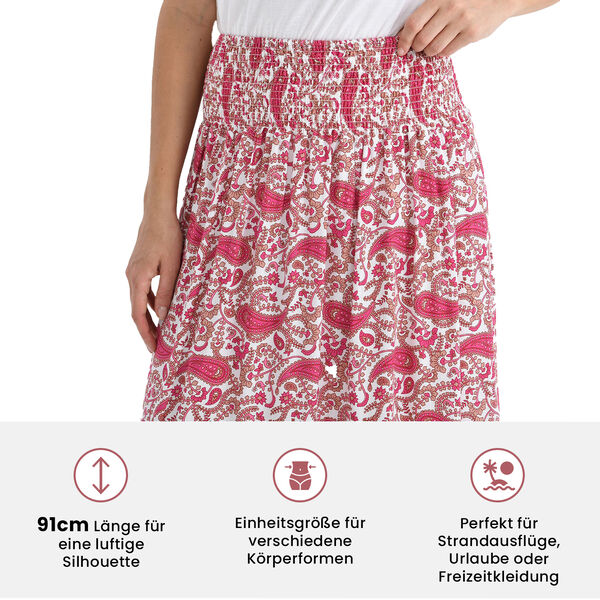 Maxirock mit Paisley-Muster, elastischer Bund, 91&times;28 cm, Rot image number 4