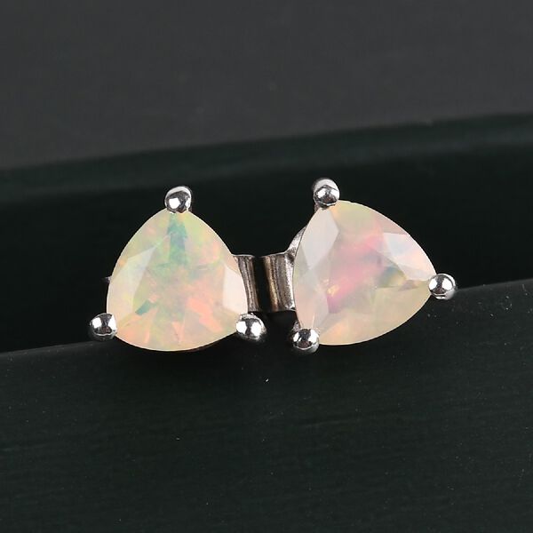 Nat&uuml;rlicher &Auml;thiopischer Opal Ohrstecker 925 Silber platiniert ca. 0,74 ct image number 2