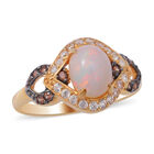 Natürlicher Äthiopischer Opal, Champagner und Weißer Zirkon Ring 925 Silber vergoldet  ca. 1,90 ct image number 0