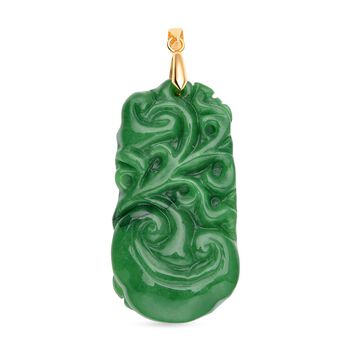 Gr&uuml;ner Jade-Anh&auml;nger, 925 Silber vergoldet ca. 154.00 ct