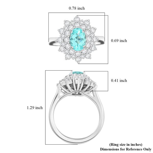 CHAIRMAN VAULT COLLECTION - AAAA Paraiba Turmalin, Weißer Diamant Ring, zertifiziert und geprüft, 950 Platin (Größe 17.00) ca. 2.50 ct image number 5