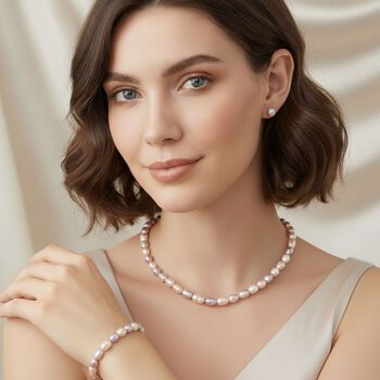 D'Joy AA Mehrfarbige S&uuml;&szlig;wasser Perle (6-7 mm) Schmuckset 925 Silber rhodiniert