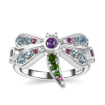 GP Trionfo Kollektion- AA afrikanischer Amethyst, Schweizer Blautopas, Rhodolith Granat, Chromdiopsid, Zirkon und blauer Saphir-Ring - 0,99 ct.