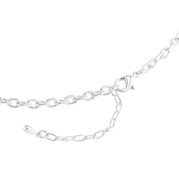 Wei&szlig;e Kristall- und blau emaillierte Halskette 50 cm image number 4