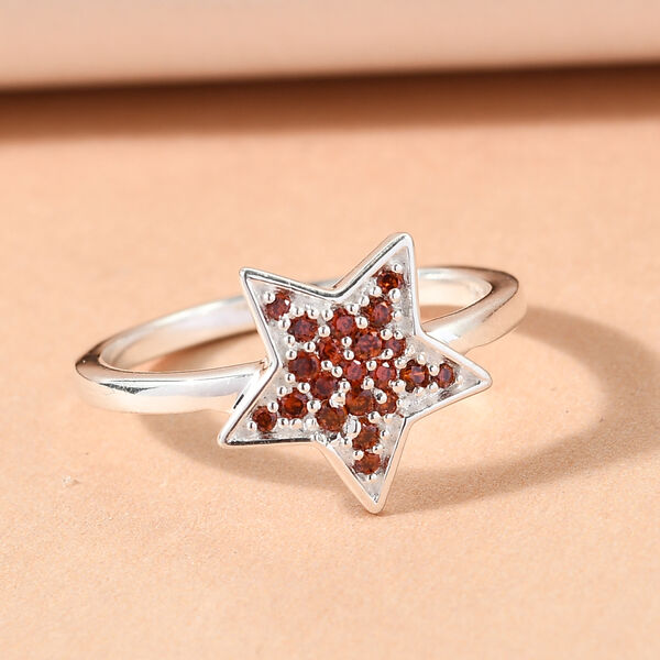 LUSTRO STELLA - Granat Zirkonia Stern Ring 925 Silber image number 2
