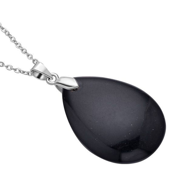 Schwarzer Glasachat, Lebensbaum Anh&auml;nger mit Kette image number 4