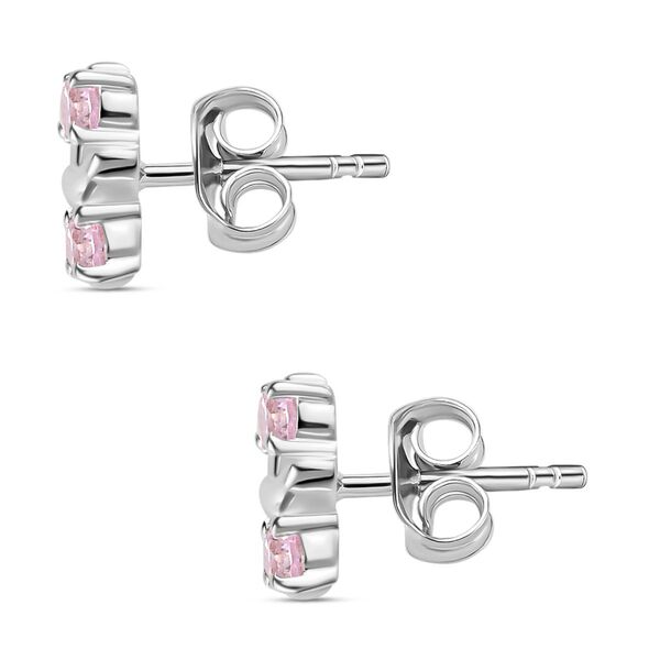 Designer Inspiriert XOXO Rosa Zirkonia Ohrringe 925 Silber image number 5