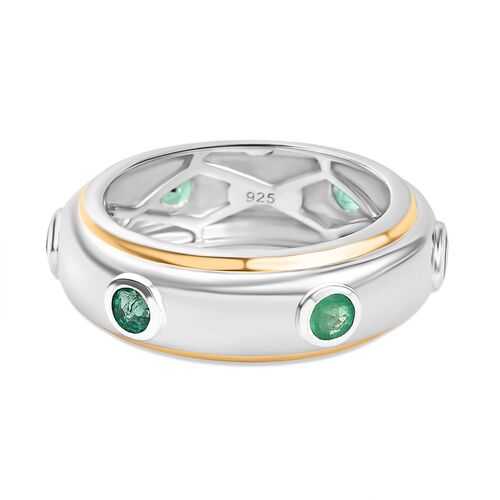 AA Kagem Sambischer Smaragd Ring 925 Silber Rhodiniert und 750 Gelbgold Vermeil (Größe 17.00) ca. 0,73 ct image number 0