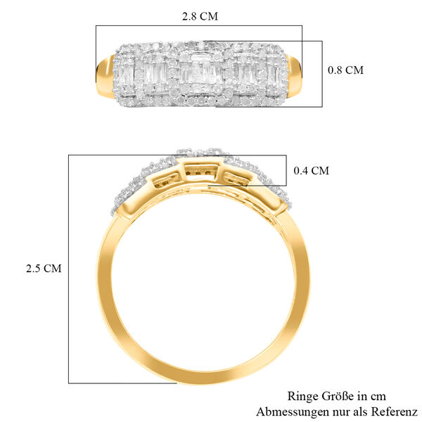 Weißer Diamant Ring, 925 Silber Gelbgold Vermeil (Größe 16.00) ca. 0.50 ct image number 6