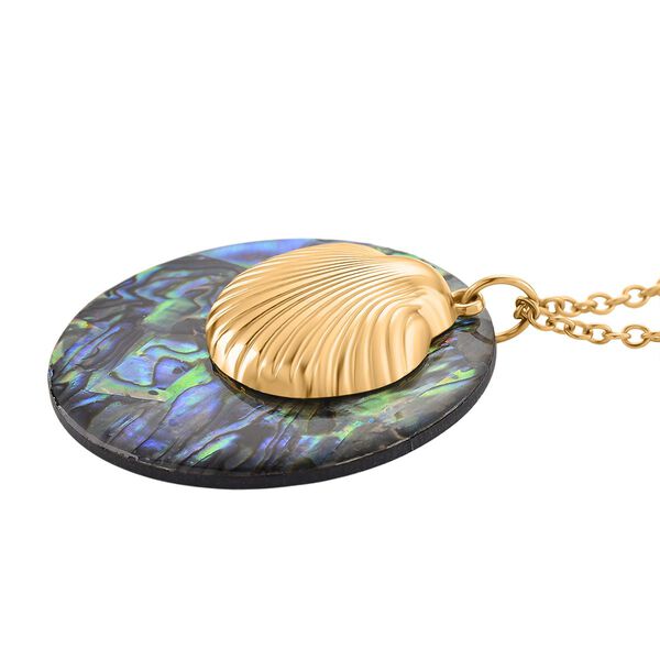 Abalone Muschel Jakobsmuschel-Design Anhänger mit Kette, Reiner Edelstahl, goldfarben image number 3