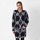 Langer Cardigan mit Taschen und Knopf, gestrickt, Einheitsgröße Dunkelblau