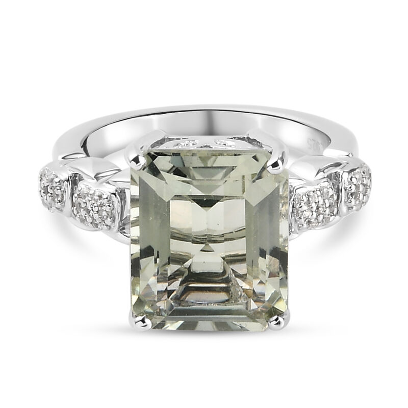 Prasiolith und Zirkon Ring 925 Silber platiniert  ca. 4,93 ct image number 0
