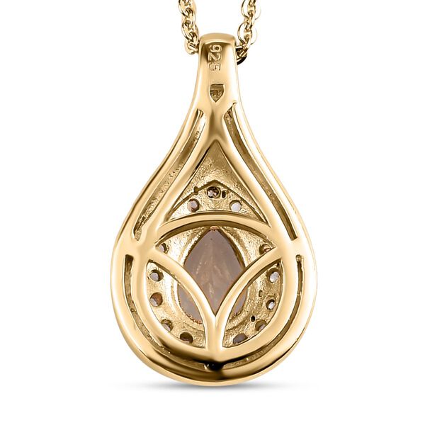 AAA Turkizit und weißer Zirkon-Anhänger mit Kette, 50 cm - 0,93 ct. image number 5