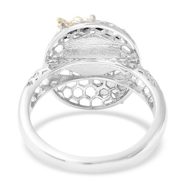 Boulder Opal Triplett Bienenstock Ring 925 Silber Bicolor  ca. 2,25 ct image number 8