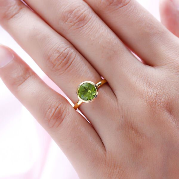 Nat&uuml;rlicher Peridot-Ring, 925 Silber vergoldet (Gr&ouml;&szlig;e 20.00) ca. 1.97 ct image number 3