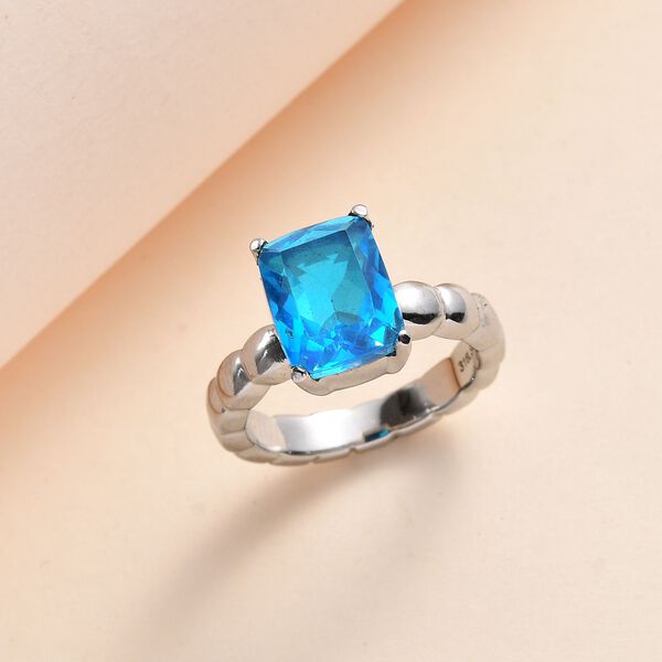 Karibik Quarz Triplette Ring, 316L Edelstahl (Größe 20.00) ca. 3.42 ct image number 2