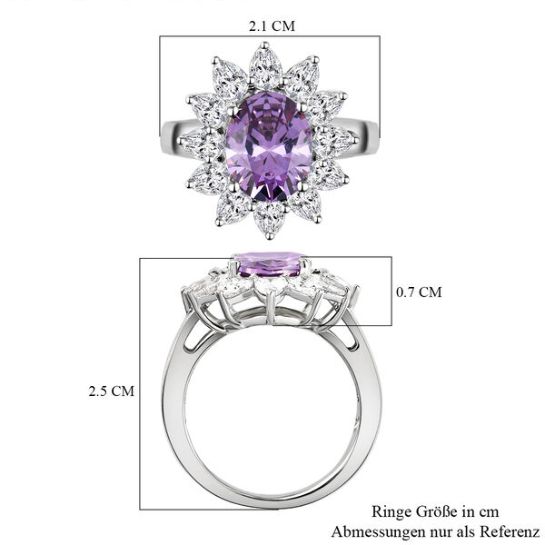 Amethyst und weißer Zirkonia-Ring, reines Ionenbeschichtetes Messing  ca. 7,26 ct image number 7