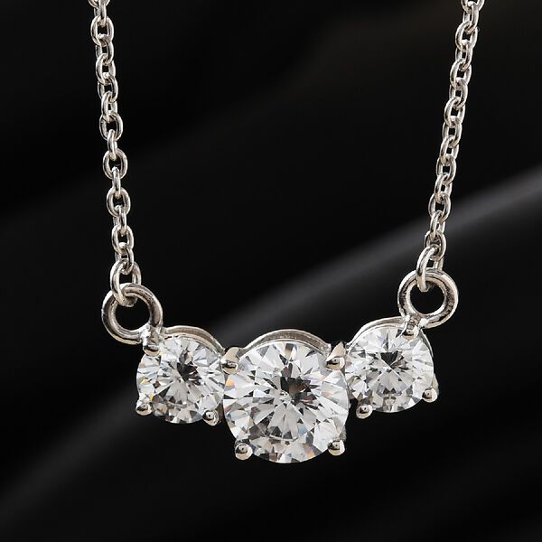 LUSTRO STELLA Hergestellt mit ZIRKONIA Halskette ca. 45 cm lange 925 Silber Platin-Überzug image number 3