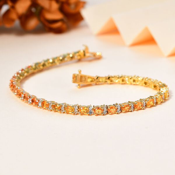 Orange Saphir und Zirkon Armband, 19 cm - 8,98 ct. image number 2