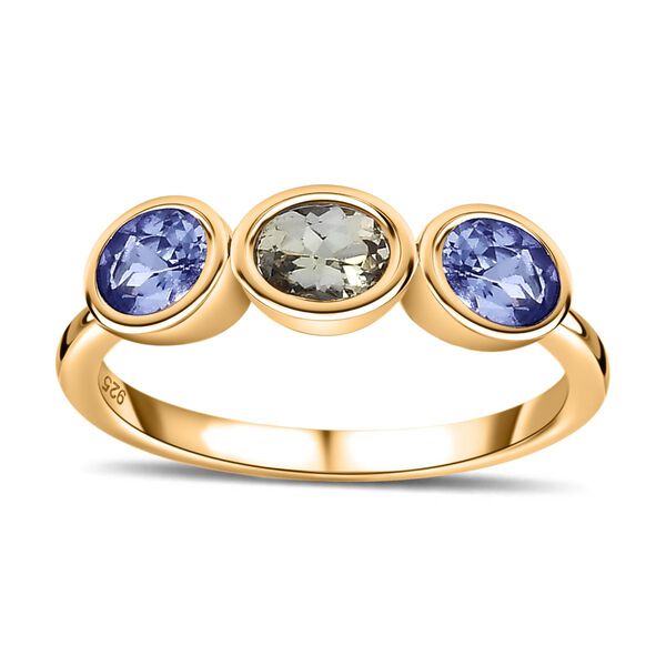 Pfau Tansanit, Tansanit Ring 925 Silber 750 Gelbgold Vermeil (Gr&ouml;&szlig;e 17.00) ca. 0,99 ct image number 4