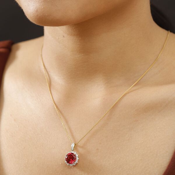 LUXURIANT DIAMOND- zertifiziert und geprüft AAA Labor Padparadscha Saphir und Labor Diamant Anhänger in 417 Gold - 4,27 ct. image number 2