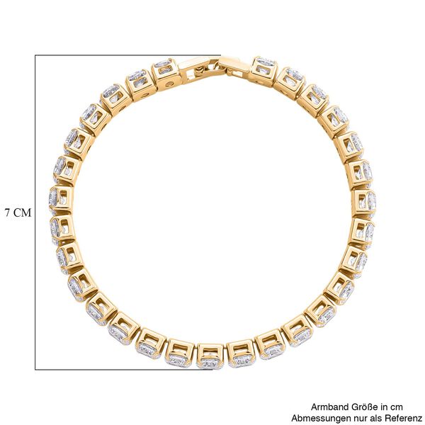 Weißer Zirkonia Armband ca. 19 cm Nickelfreies Messing, Goldfarben image number 4