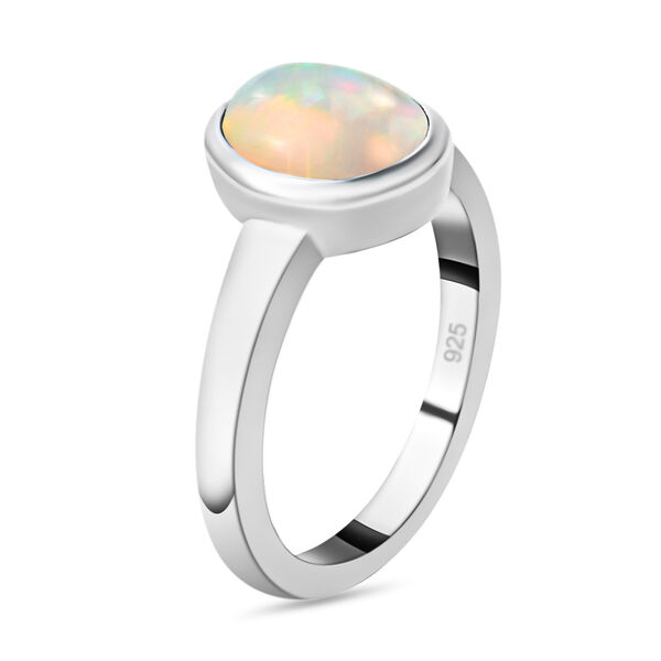 Nat&uuml;rlicher &Auml;thiopischer Opal Solit&auml;r Ring 925 Silber Platin-&Uuml;berzug image number 5