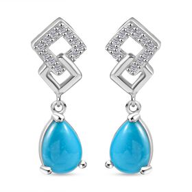 AA Sleeping Beauty Türkis und Zirkon Ohrringe - 1,42 ct.