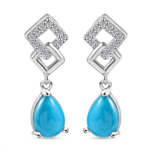 AA Sleeping Beauty Türkis und Zirkon Ohrringe - 1,42 ct. image number 0