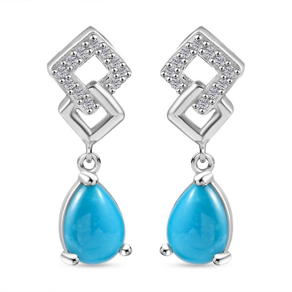 AA Sleeping Beauty Türkis und Zirkon Ohrringe - 1,42 ct. image number 0