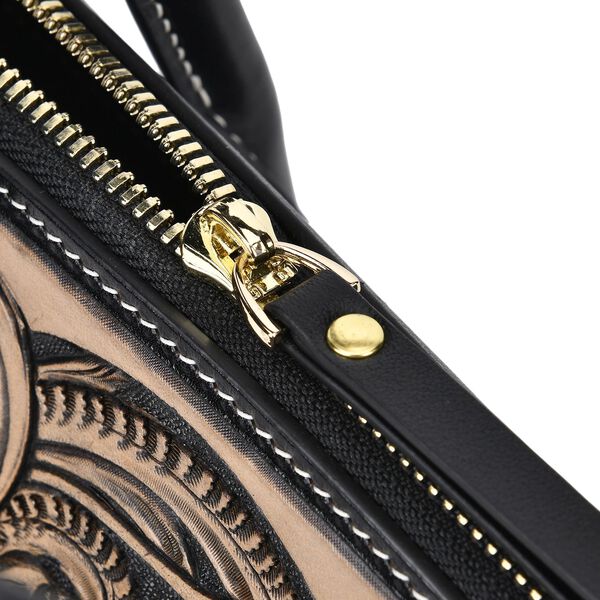 Grand Pelle  - Designer-inspirierte Echtleder Handtasche, schwarz image number 10