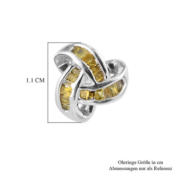 D'Joy gelbe Diamant Liebesknoten Ohrstecker, 925 Silber platiniert - 0,25 ct. image number 5