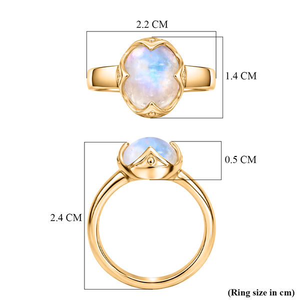 EVER TRUE AAA Regenbogen Mondstein Ring Nickelfreies Messing (Gr&ouml;&szlig;e 17.00) ca. 3,94 ct image number 6