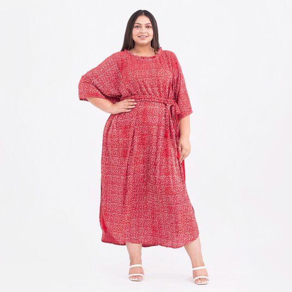 Tamsy: Gala-Kleid mit feinem Plissee, one size, Koral