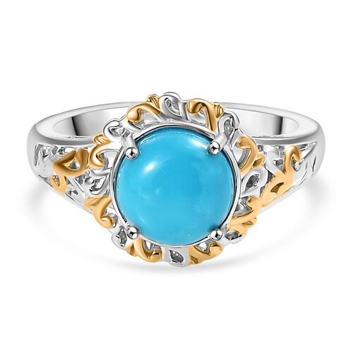 D'Joy AA Sleeping Beauty Türkis Ring 925 Silber Rhodiniert und 750 Gelbgold Vermeil (Größe 17.00) ca. 1.87 ct image number 0