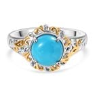 D'Joy AA Sleeping Beauty Türkis Ring 925 Silber Rhodiniert und 750 Gelbgold Vermeil (Größe 17.00) ca. 1.87 ct