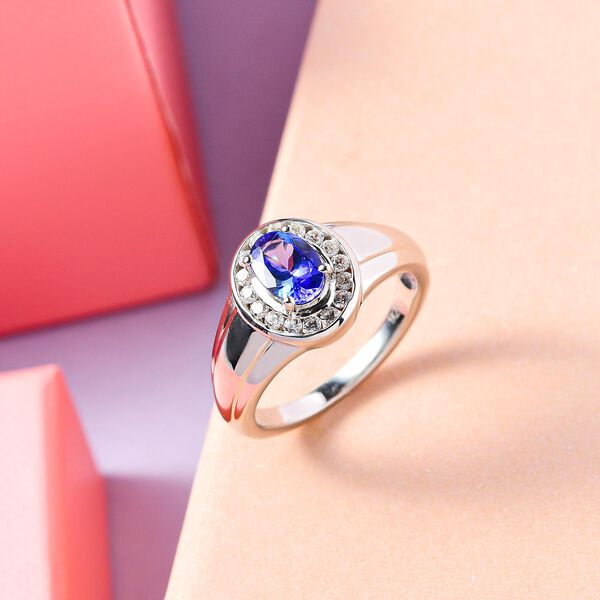 AAA Tansanit und Zirkon Halo Ring - 1,13 ct. image number 2