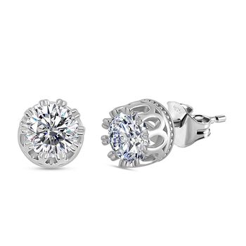 Moissanit Ohrringe 925 Silber rhodiniert ca. 2.00 ct