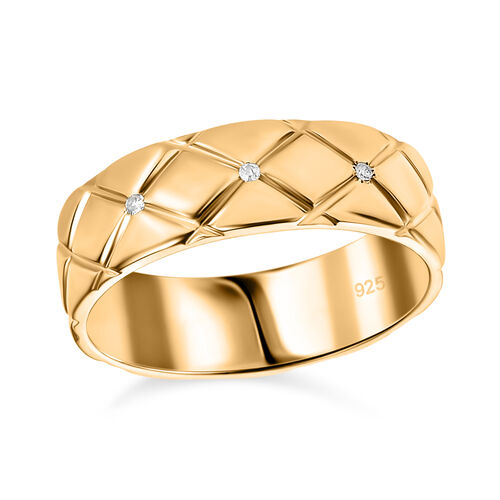 Weißer Diamant Ring, 925 Silber Gelbgold Vermeil, (Größe 16.00) image number 0