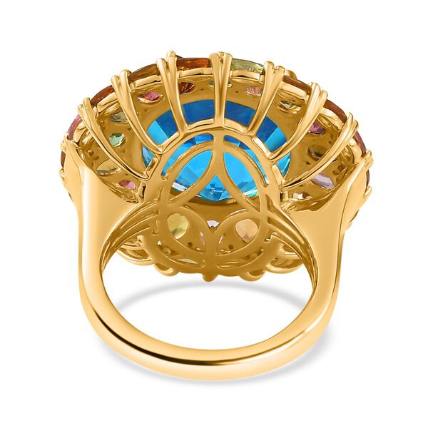 AA Blauer Quarz Triplett im Hanabi-Schliff, Zirkon und Multi-Turmalin Ring - 17,89 ct. image number 6