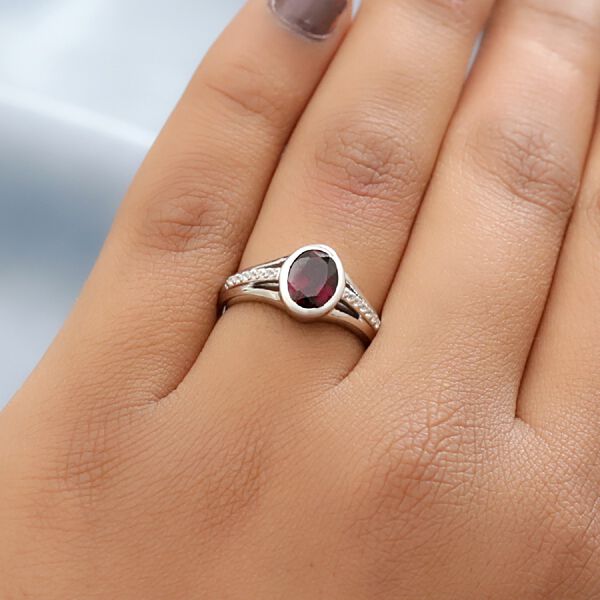 Rhodolith Granat und Zirkon Ring 925 Silber Platin-Überzug image number 3