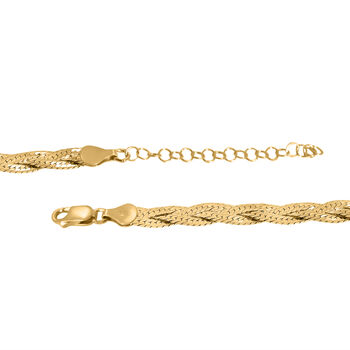 Geflochtene Fischgr&auml;tenkette 45 cm in 925 Silber vergoldet