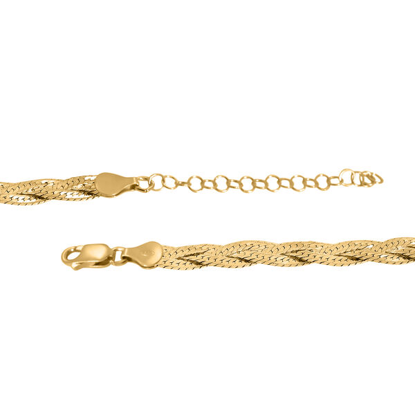 Geflochtene Fischgr&auml;tenkette 45 cm in 925 Silber vergoldet image number 3