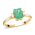 LUXORO AAA Kolumbianischer Smaragd und weißer Diamant-Ring, zertifiziert und geprüft, 585 Gold (Größe 17.00) ca. 1.20 ct